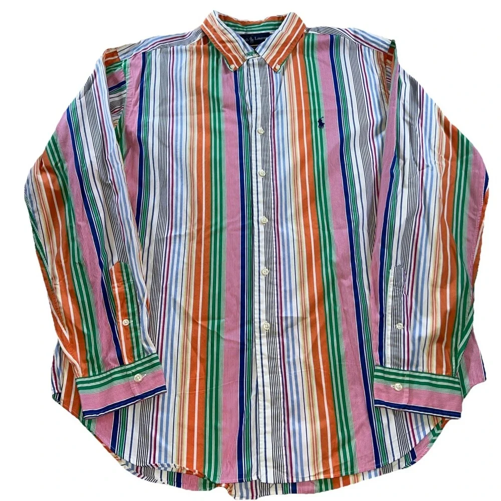 Polo Ralph Lauren Classic Fit Multi Color Shirt Mens XL Long Sleeve Button Up - Picture 1 of 8